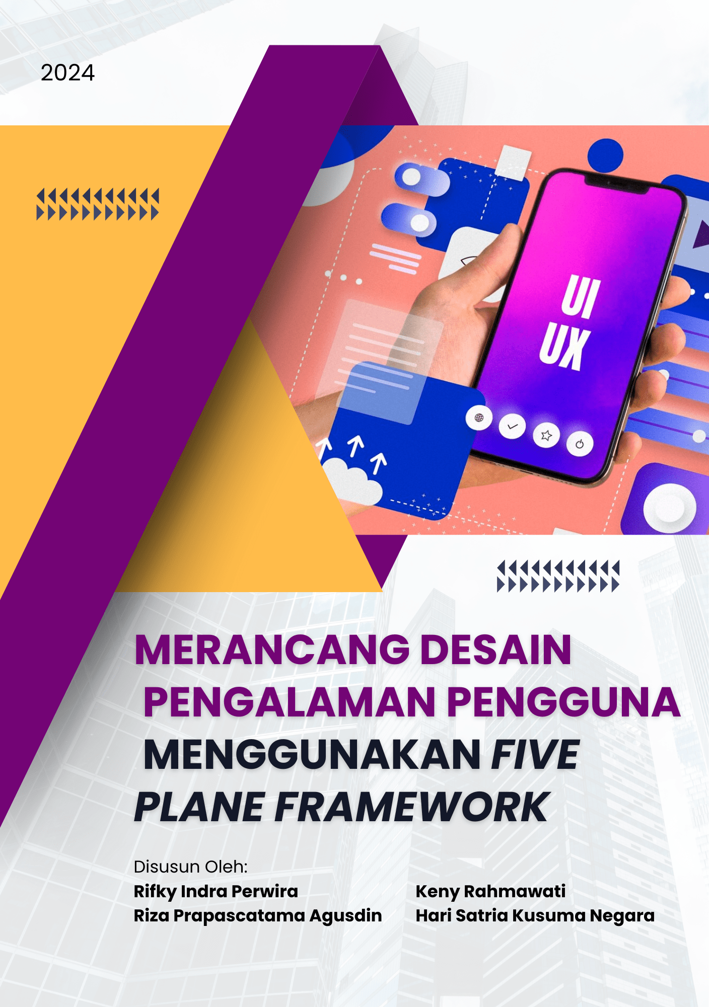 Cover Buku MERANCANG DESAIN PENGALAMAN PENGGUNA MENGGUNAKAN FIVE PLANE FRAMEWORK